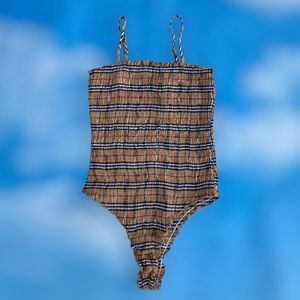 Tan Tartan Check Bodysuit